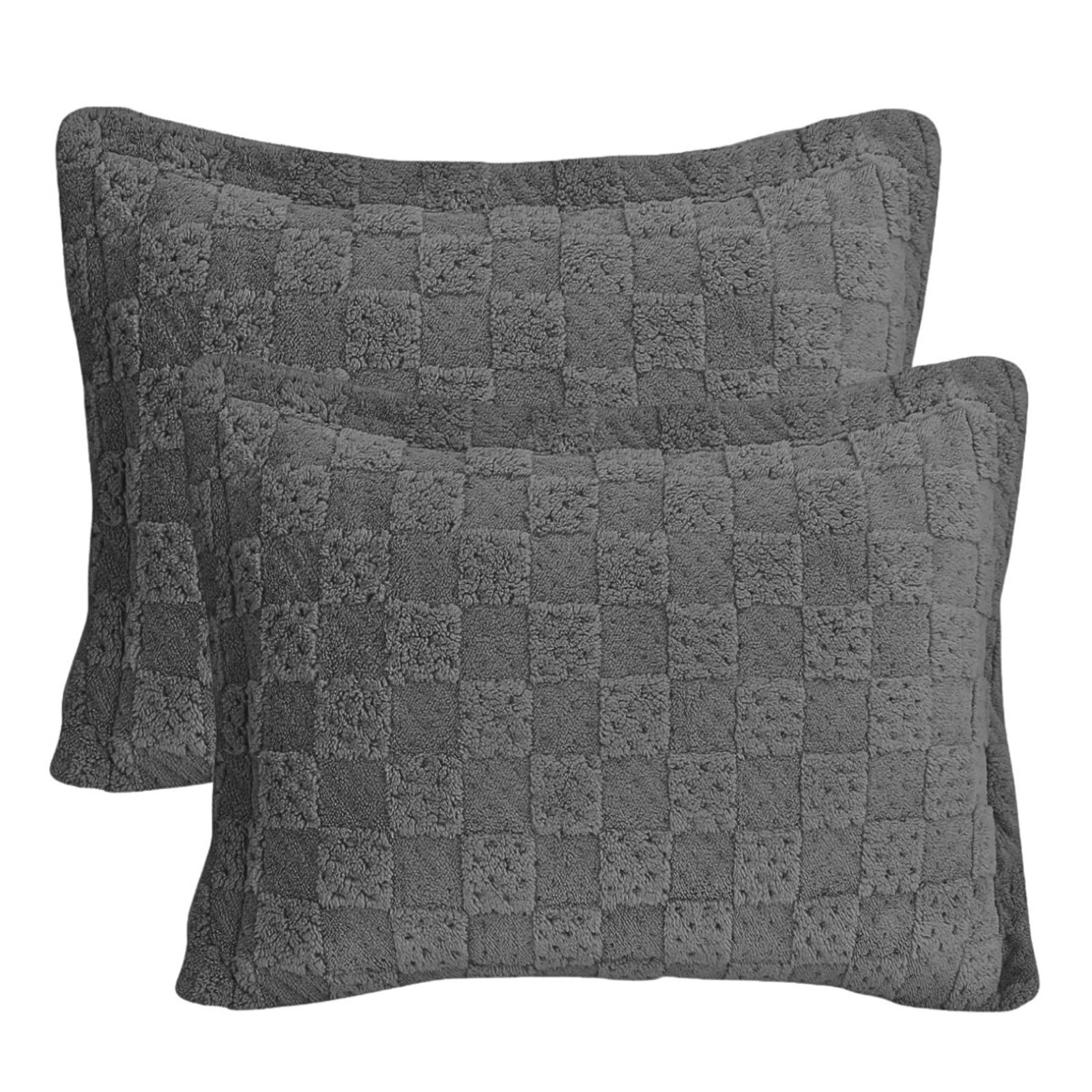 Kit 2 Porta Travesseiros Inverno Macio Microfibra Cinza