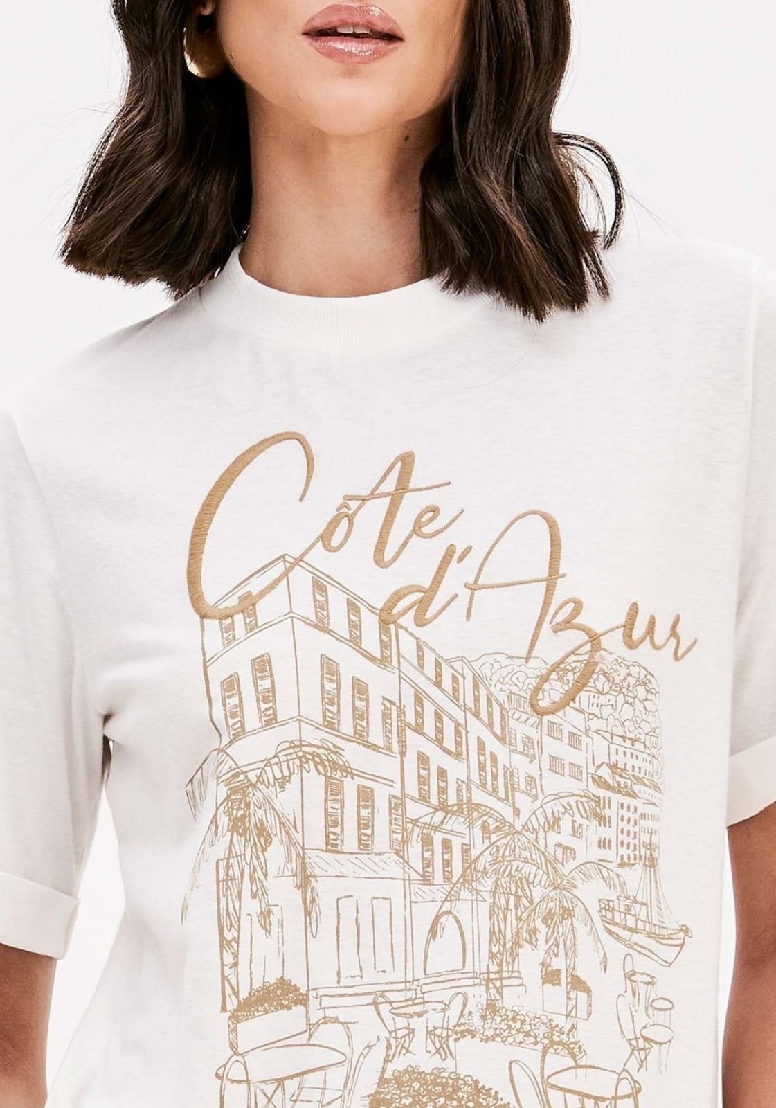 Vista 3 T-shirt Manga Curta Com Estampa Lança Perfume branco Lança Perfume branco