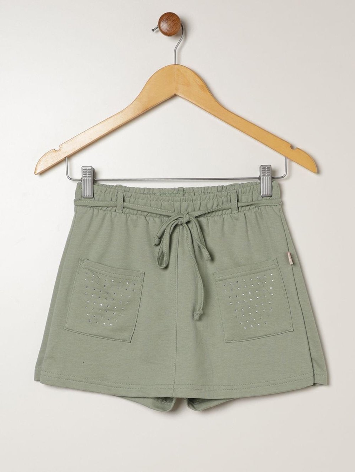 Infantil - Short Moletinho Juvenil Para Menina - VERDE CLARO
