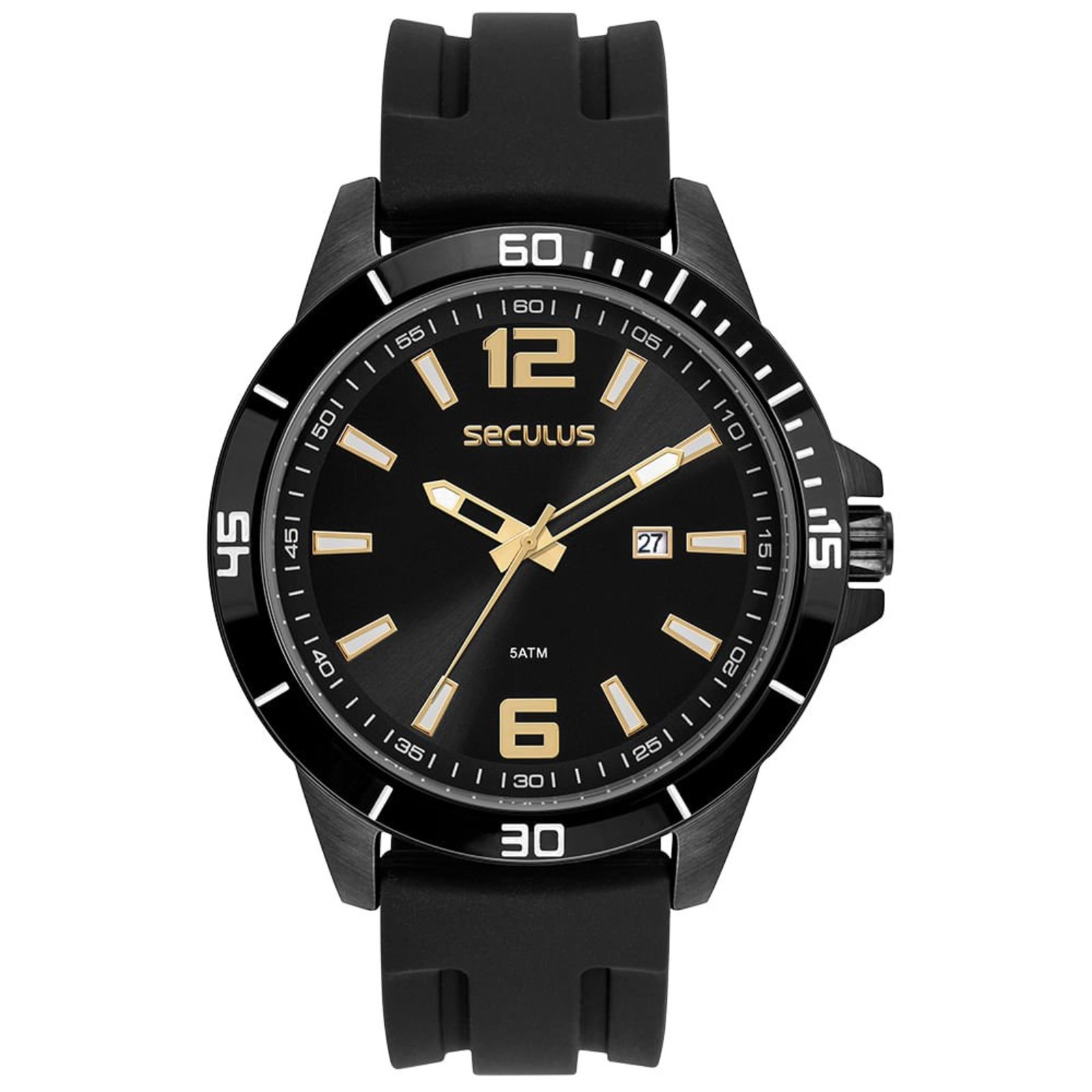 Relógio Seculus Masculino com Calendário All Black Seculus