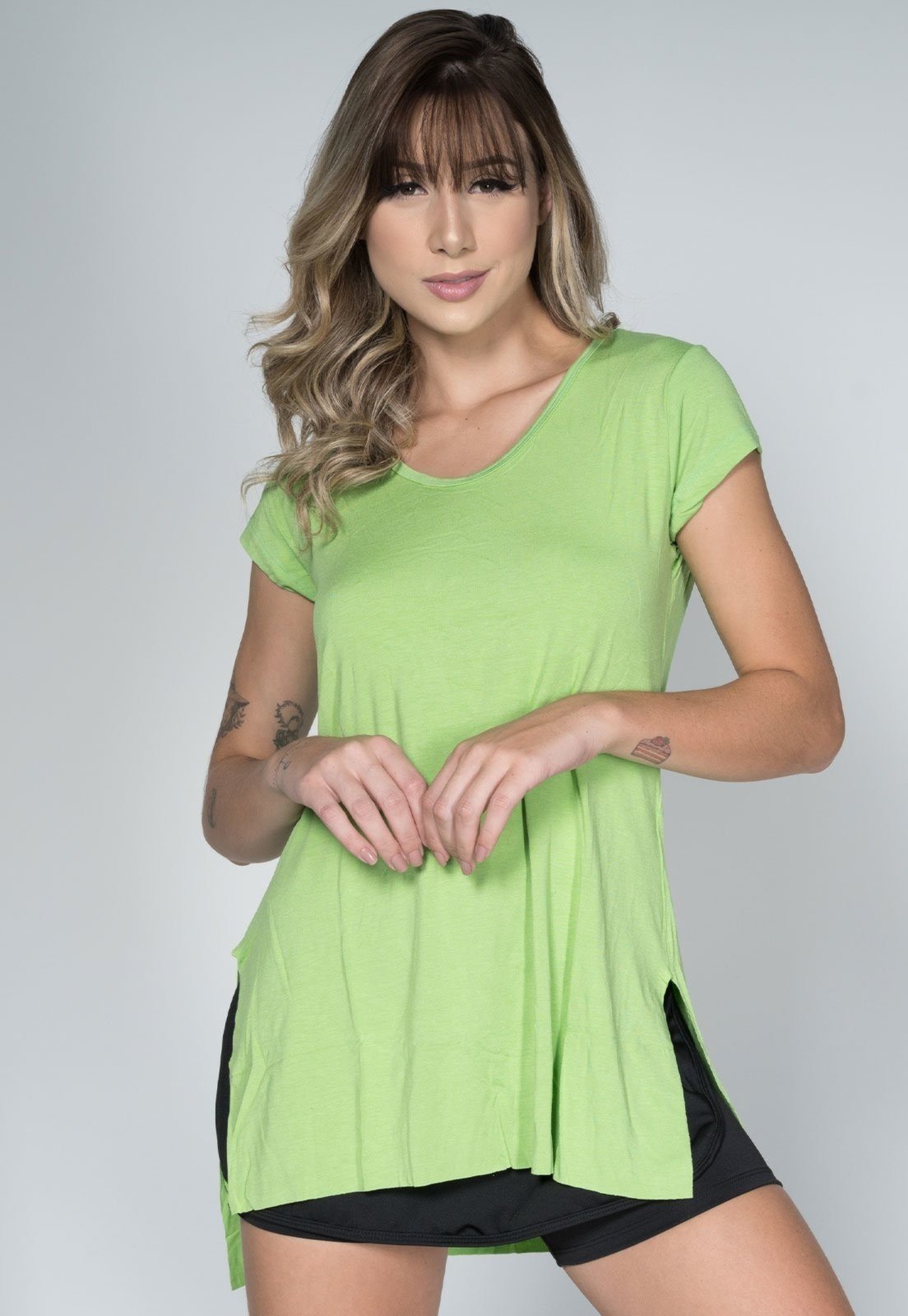 Blusa Bella Fiore Modas Fitness Longa Academia Tapa Bumbum Ju Verde Claro