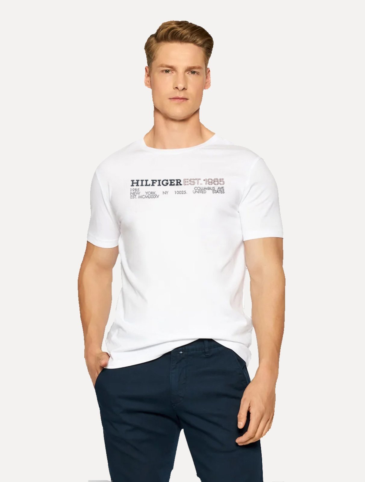 Camiseta Tommy Hilfiger Masculina Monotype 1985 Logo Branca