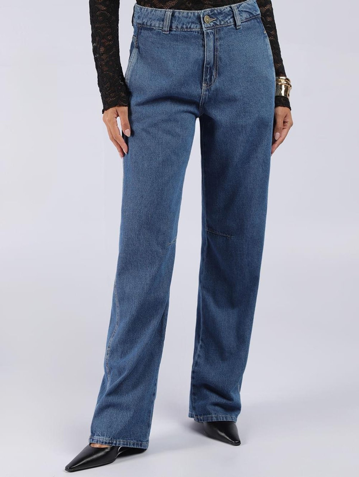 Calça Jeans Barrel Sawary Feminina AZUL