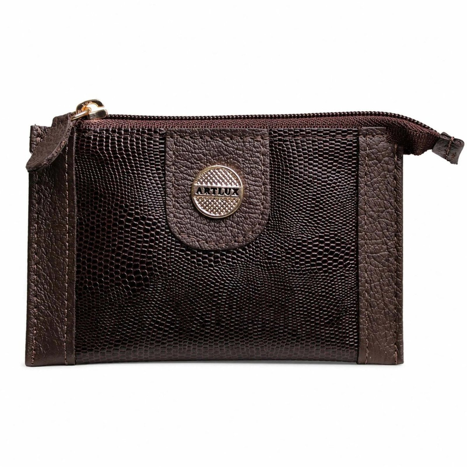 Porta Moedas em Couro com Zíper Artlux 8027 Café