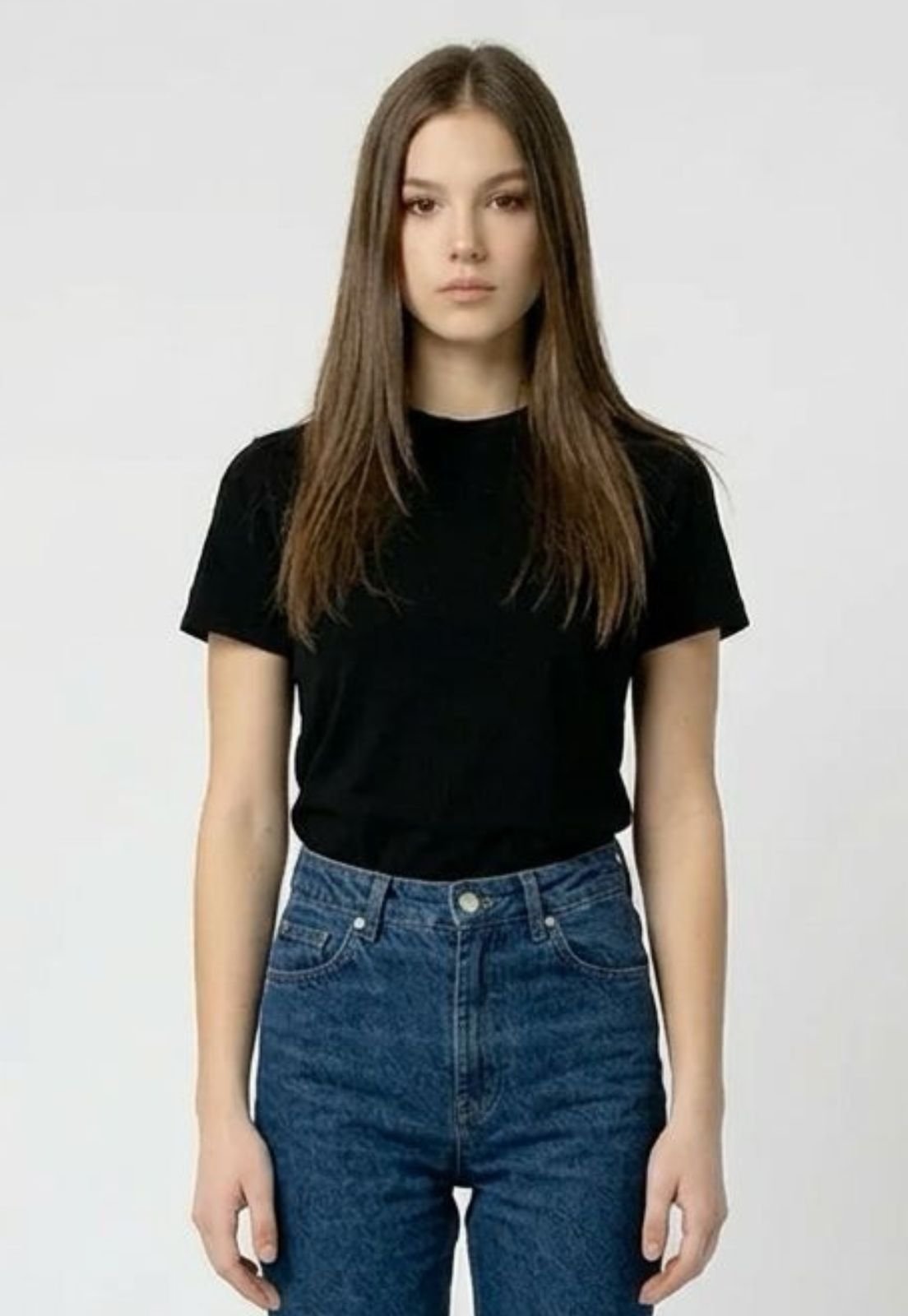 Camiseta Feminina 77VS Levosch Gola Fechada Algodão Premium Preto