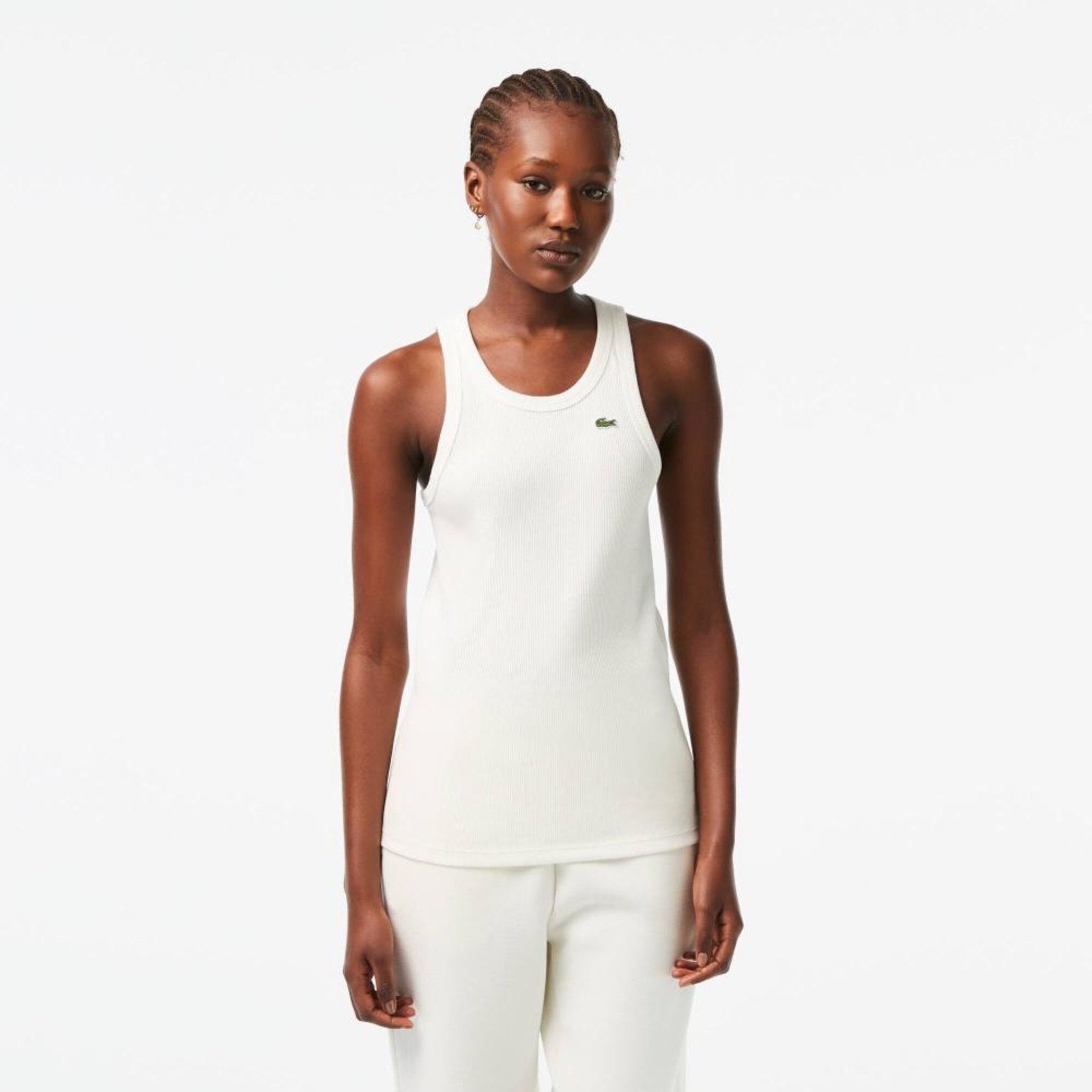 Top feminino Lacoste Slim Fit em algodão orgânico Branco