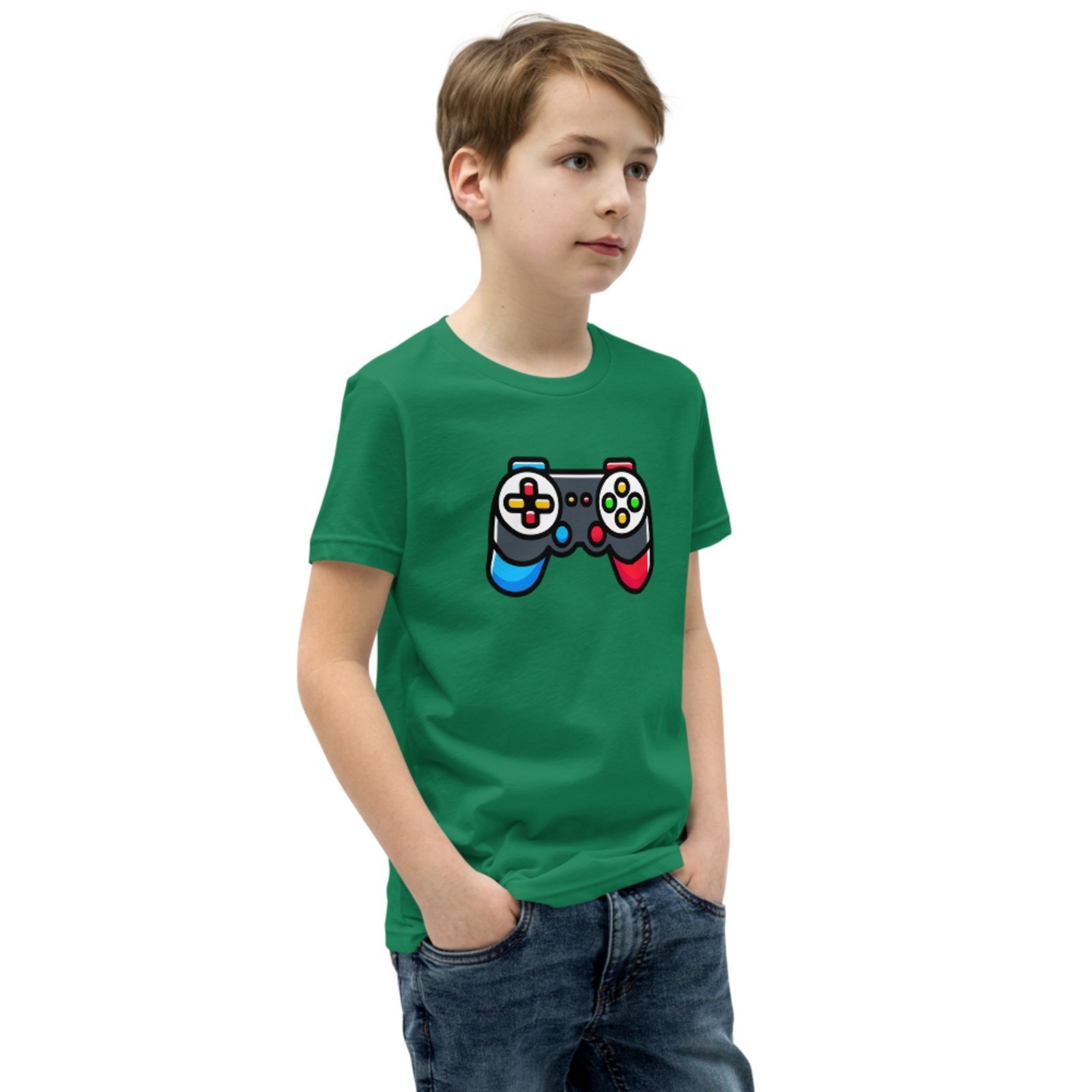 Infantil - Camiseta Blusa Manga Curta Urbania Algodão verde estampa Game Controle play
