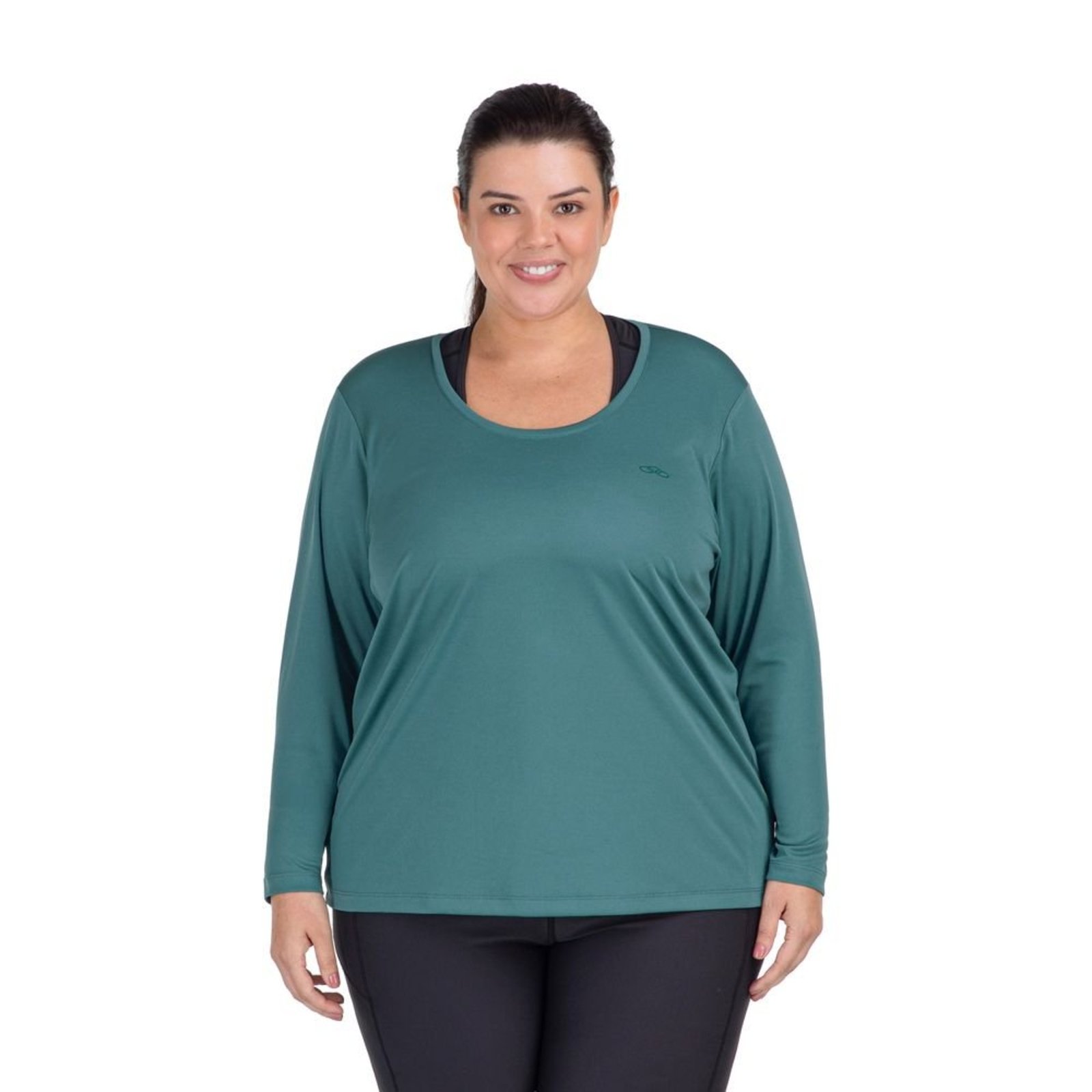 Camiseta Essential Manga Longa Olympikus Plus Size G1 Verde