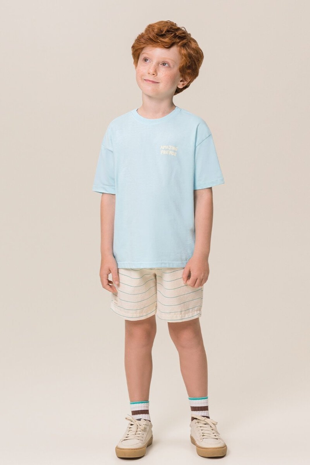 Infantil - Conjunto Bugbee Camiseta Meia Malha Bermuda Tecido Eco