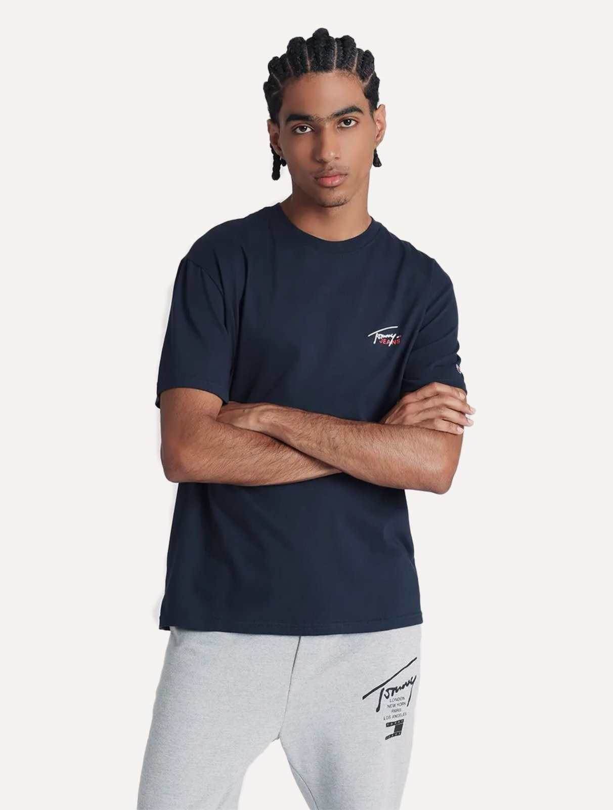 Camiseta Tommy Jeans Masculina Regular Classic Smal Flag Azul Marinho