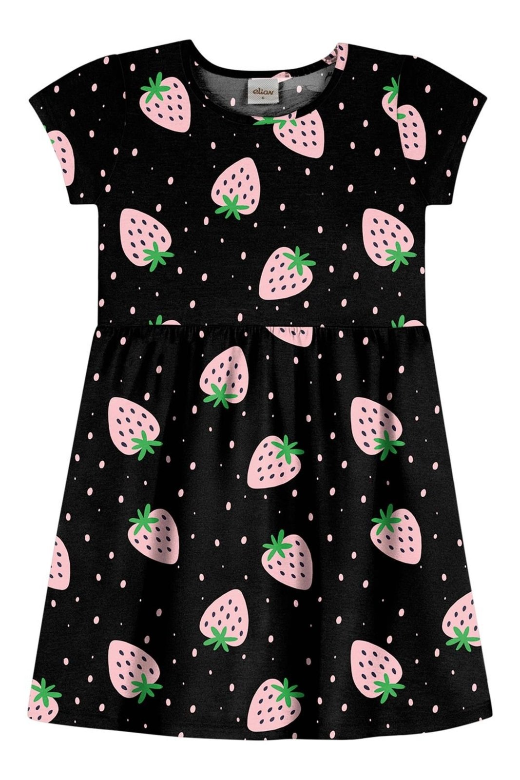 Infantil - Vestido Menina Godê Estampado Elian Preto