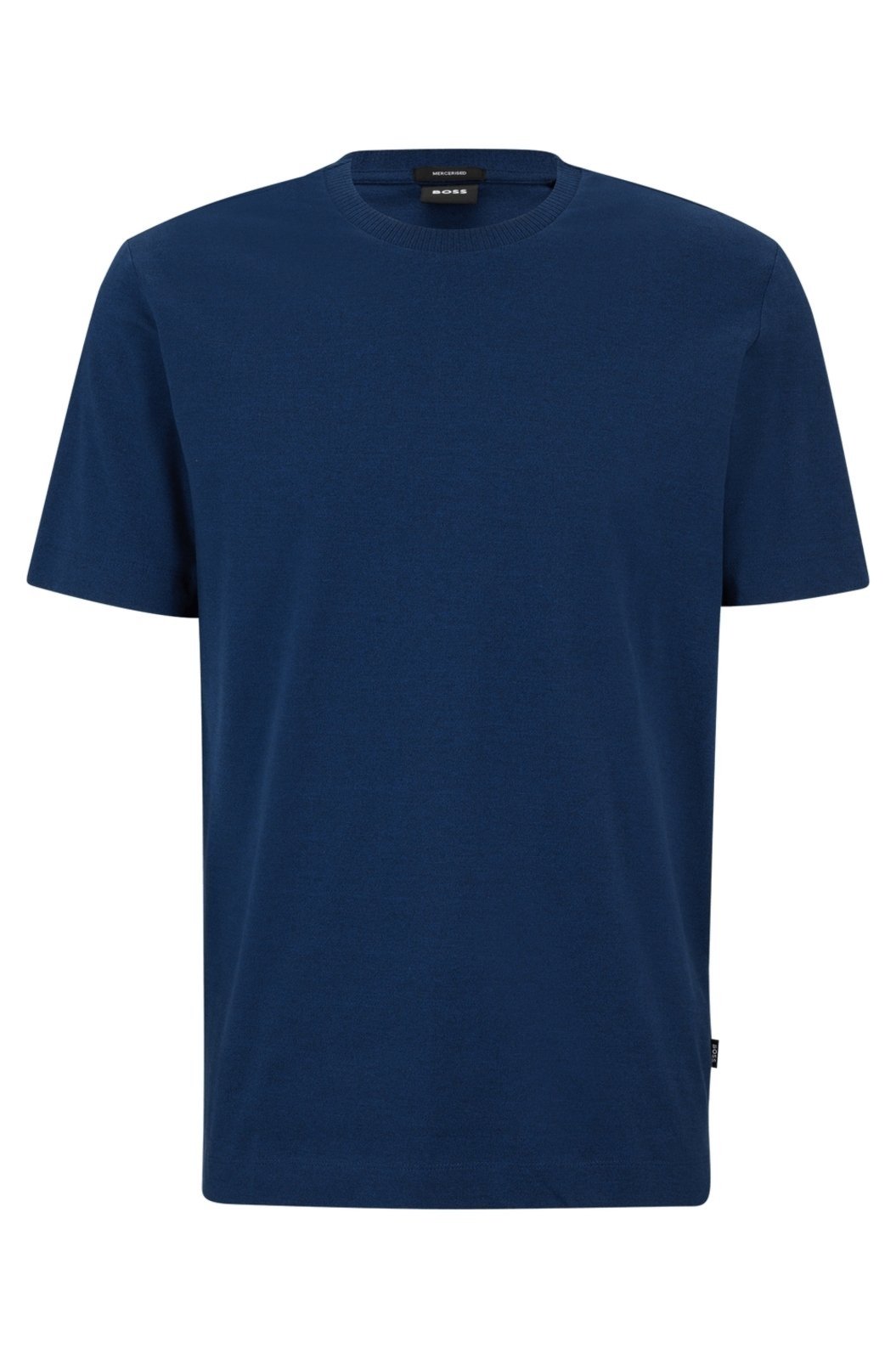 Camiseta Azul Regular Fit Em Algodão Mouliné Mercerizado