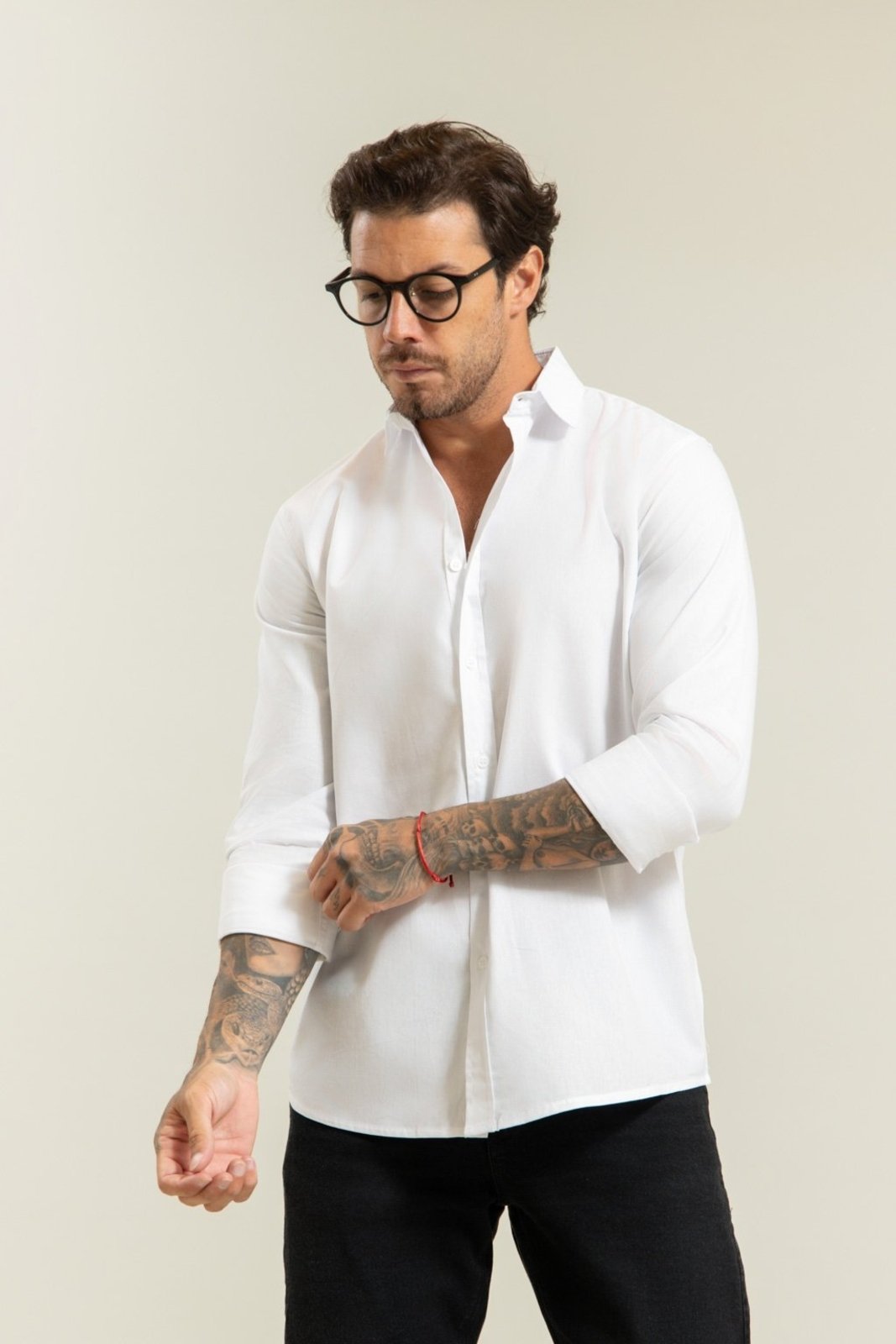 Camisa Social com Linho Manga Longa Branco Dialogo