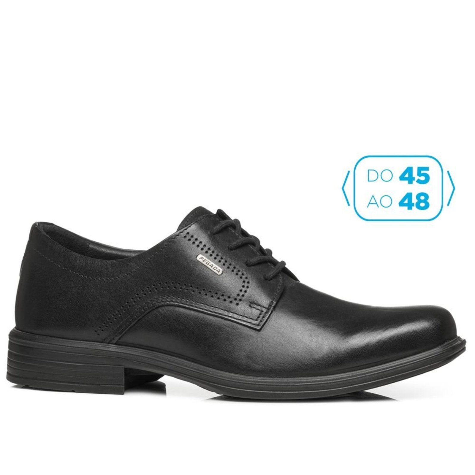 Sapato Social Pegada Masculino Plus Size em Couro Preto 524773-01 Sapato Social Pegada Masculino Plus Size em Couro Preto 524773-01 48