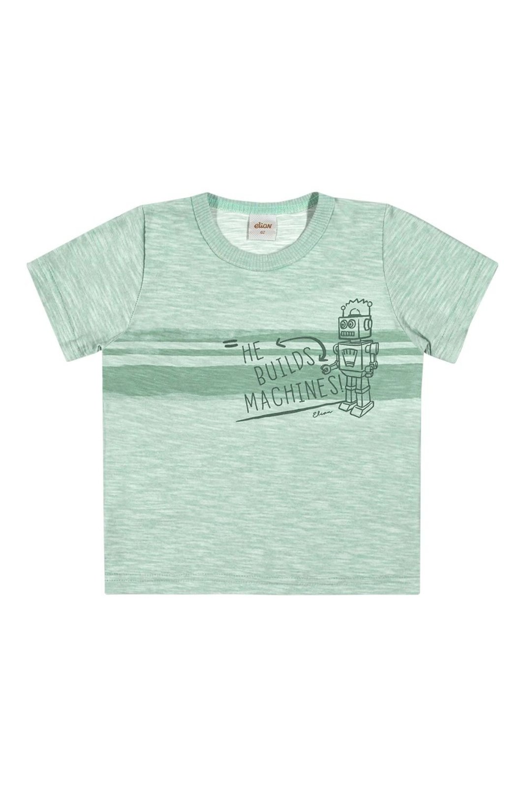 Infantil - Camiseta Menino Malha Flamê Robô Elian Verde