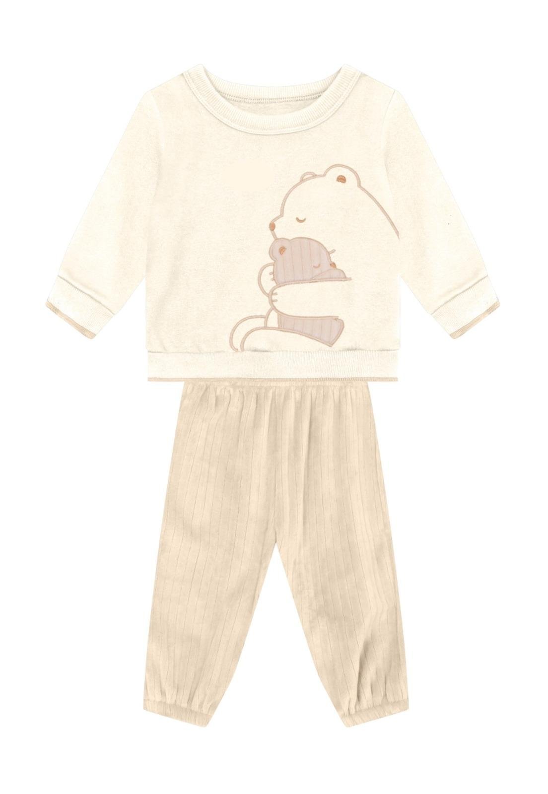 Infantil - Conjunto Moletom Calça Menino Urso Brandili G Amarelo
