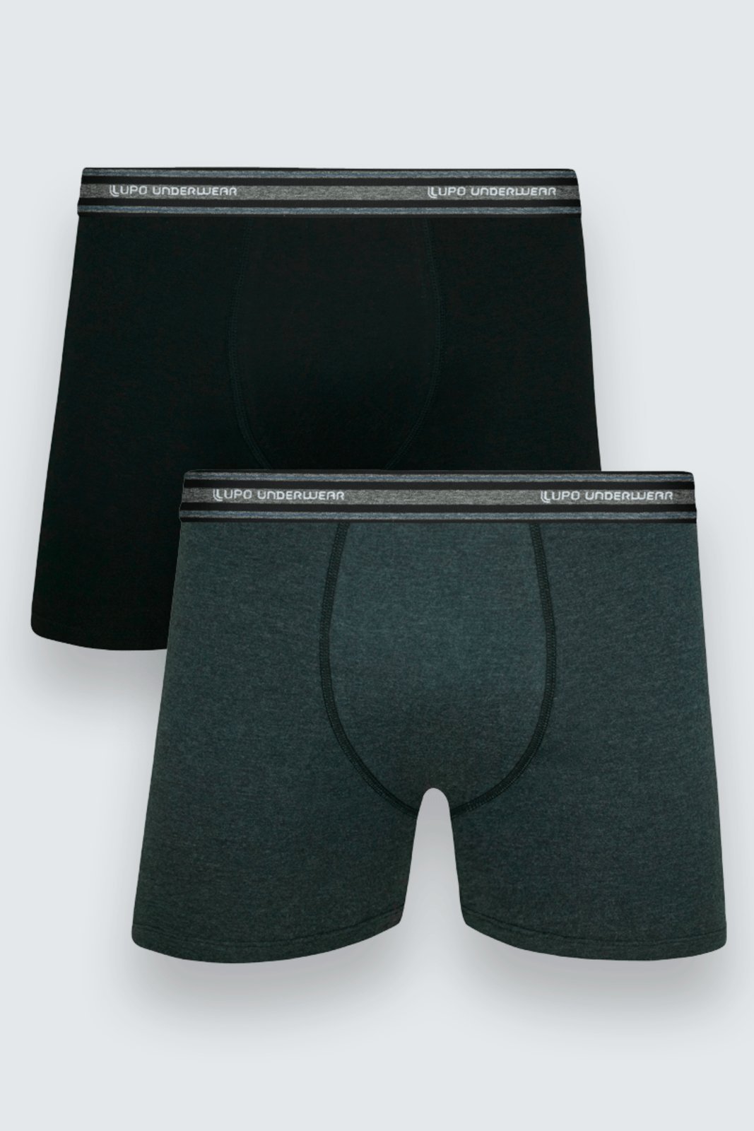 Kit 2 Cuecas Lupo Boxer Adulto Com Elastano Preto Mescla e Preto