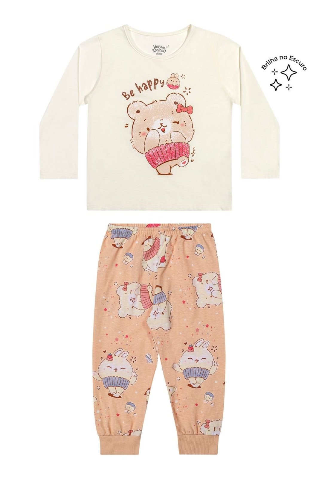 Pijama Longo Menina Cupcake Elian Bege