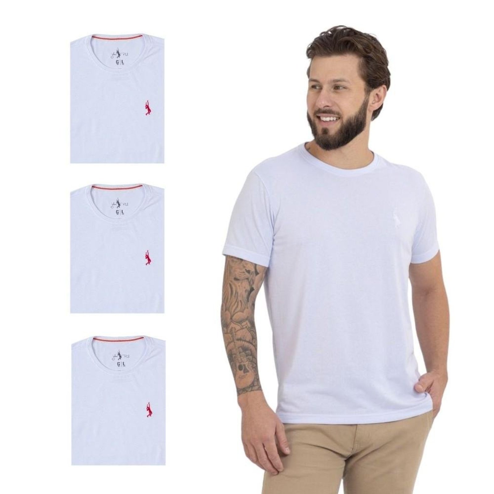Kit 4 Camiseta Básica Casual Masculina Confortável em Malha Leve
