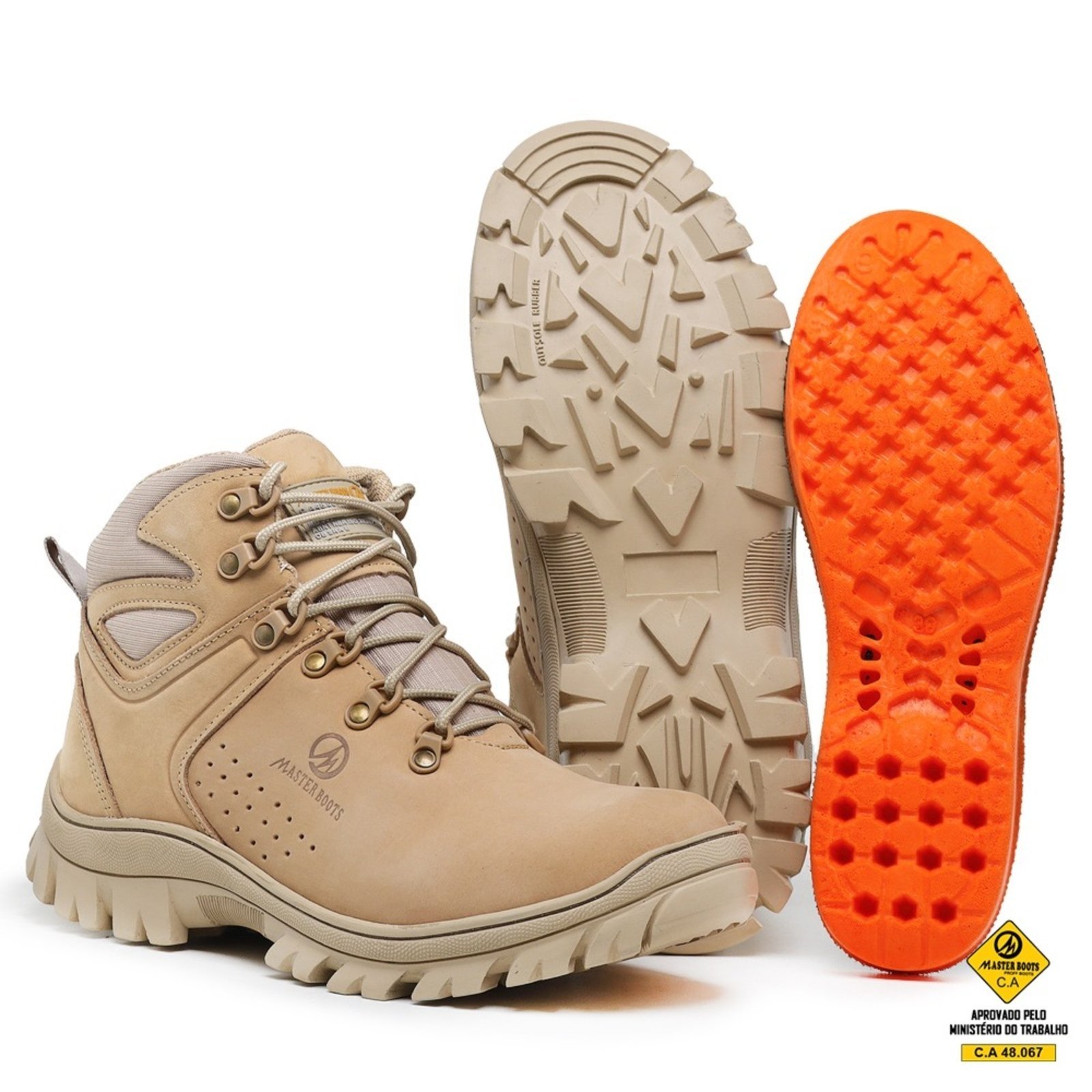 Bota Coturno Masculina Arizona Com C.A 48.067 em Couro Bege