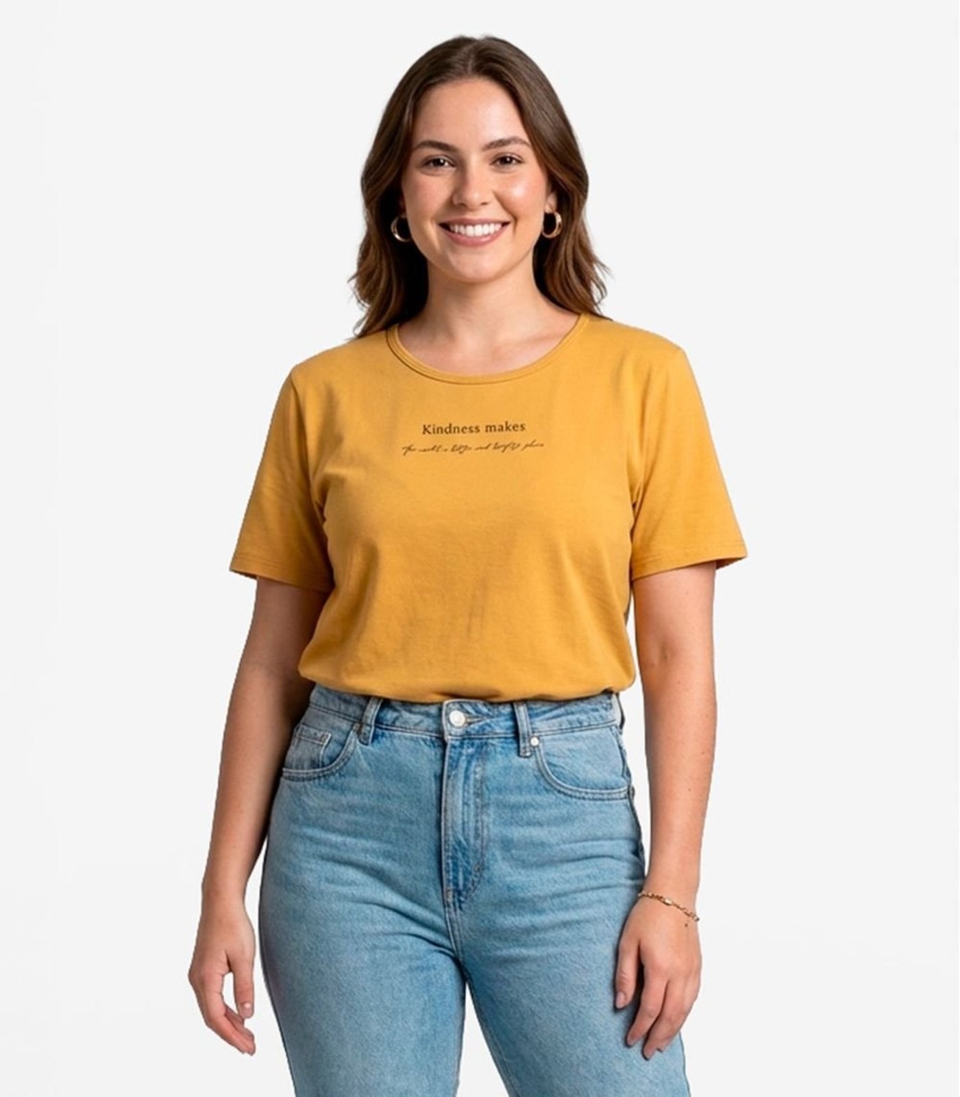 Blusa Feminina Manga Curta Infinita Cor Amarelo
