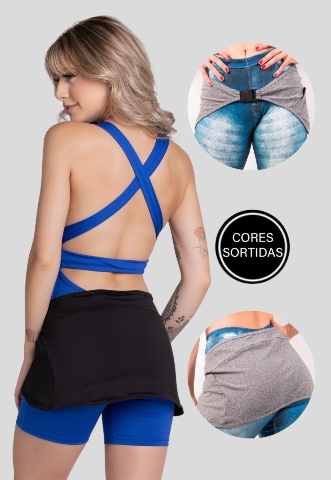 Kit 2 Tapa Bumbum Feminino WLS Modas Fitness Academia Multicolorido