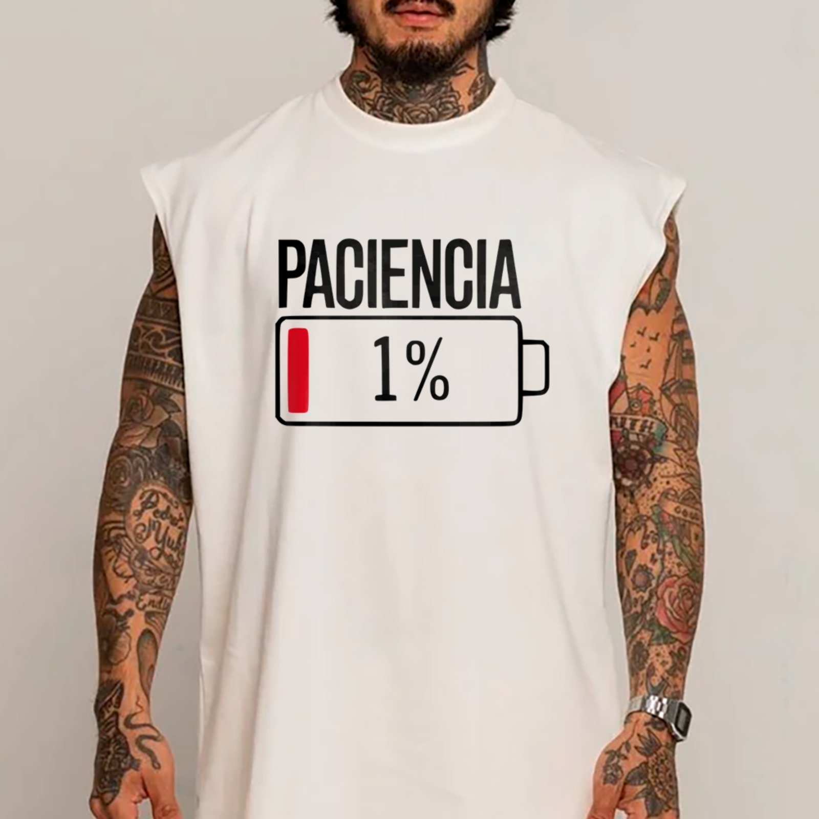Camiseta Regata Machão Meme Sem Paciência Humor Urbano Fashion Trend Branco