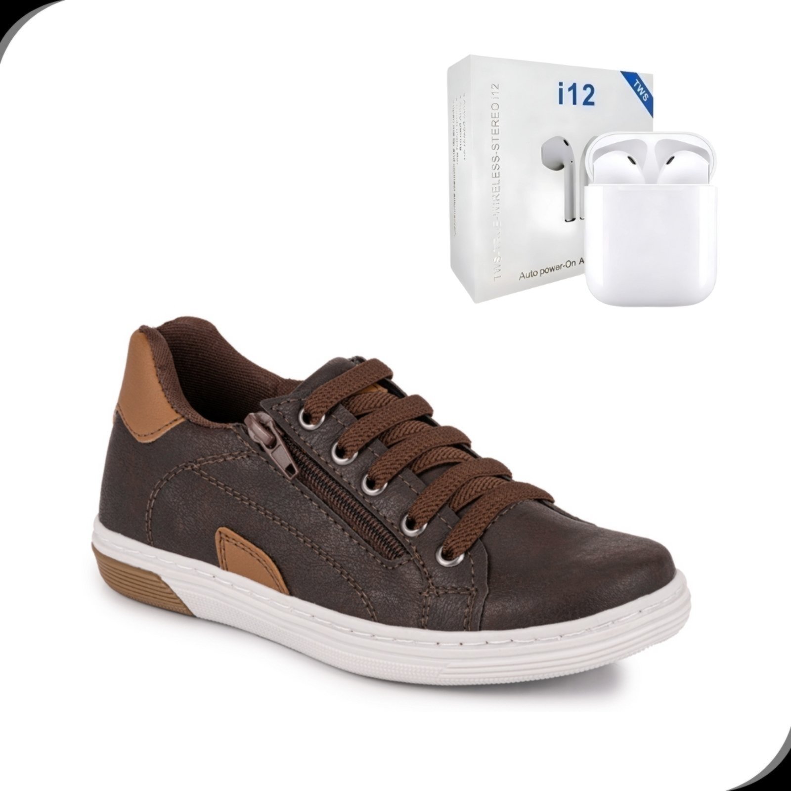 Infantil - Kit Sapatenis Masculino Moderno Casual Rovetto Dia a Dia Com Fone sem Fio