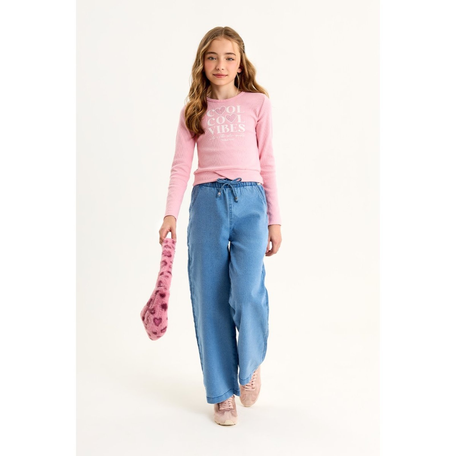 Infantil - Calça Menina Wide Leg em Jeans Leve