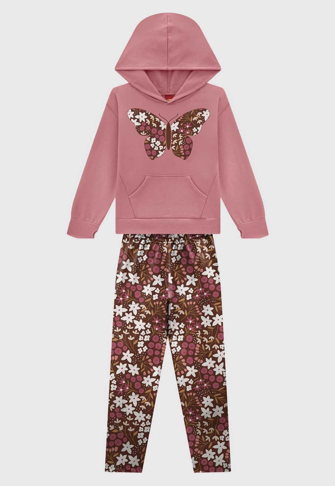 Infantil - Conjunto Kyly Borboleta e Floral Rosa