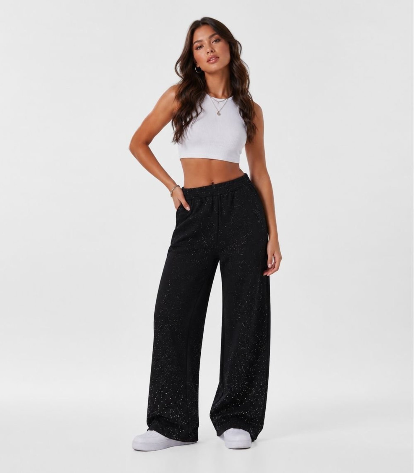 Infantil - Calça Wide Leg Juvenil Em Moletom Minty Preto
