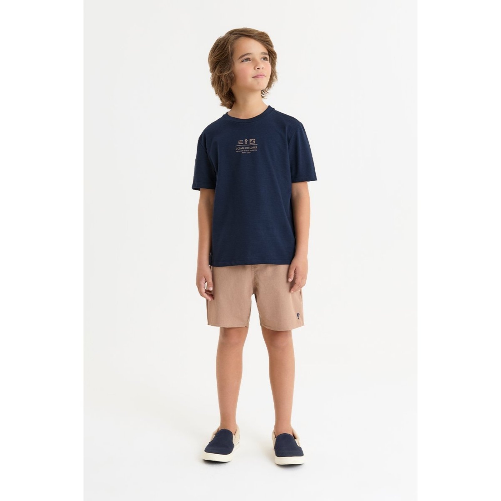 Infantil - Conjunto Masculino com Camiseta e Shorts em Nylon Confortável