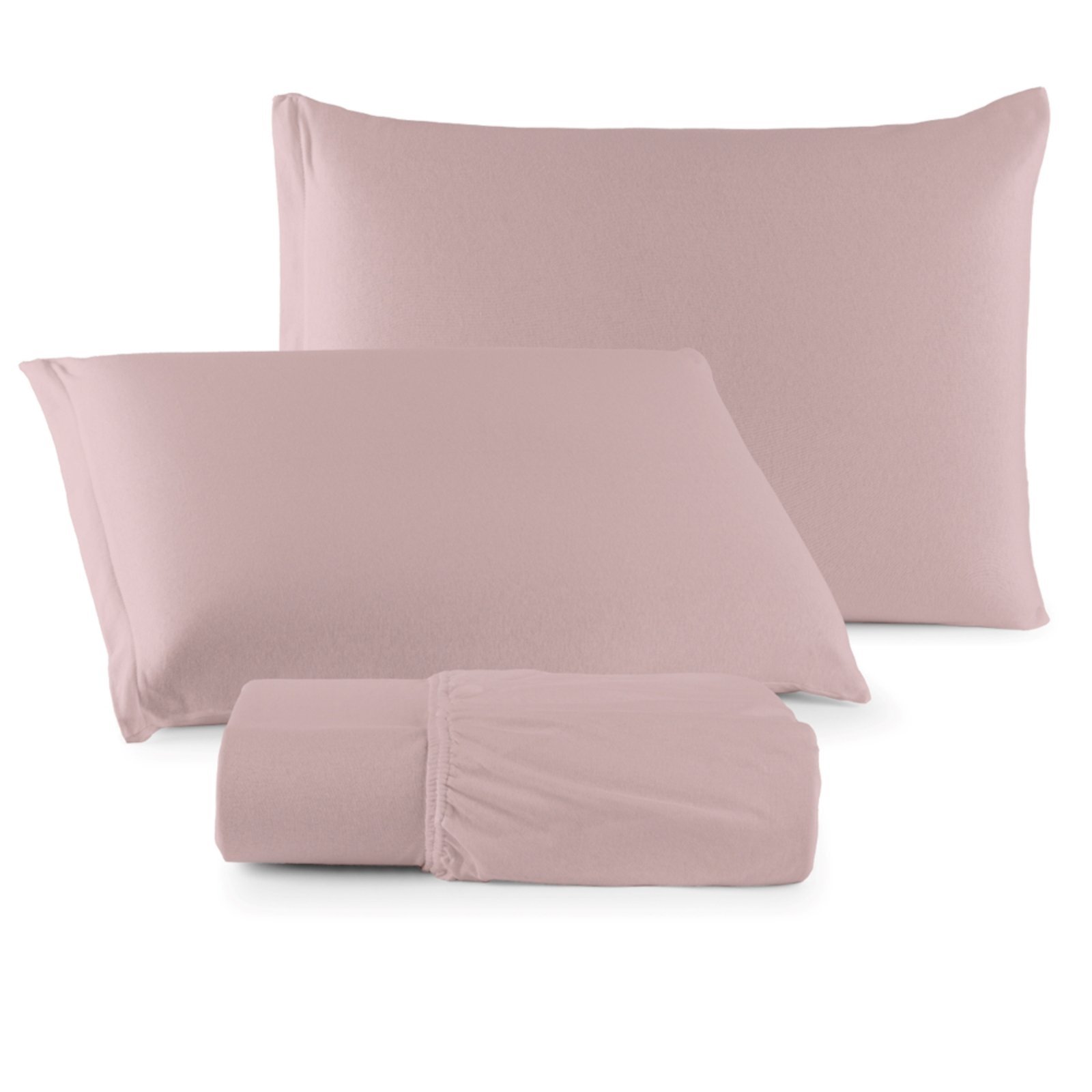 Jogo Cama Lençol Casa Scarpa Sonnet Queen Malha Lisa Algodão Macio 3 Peças - Rosê