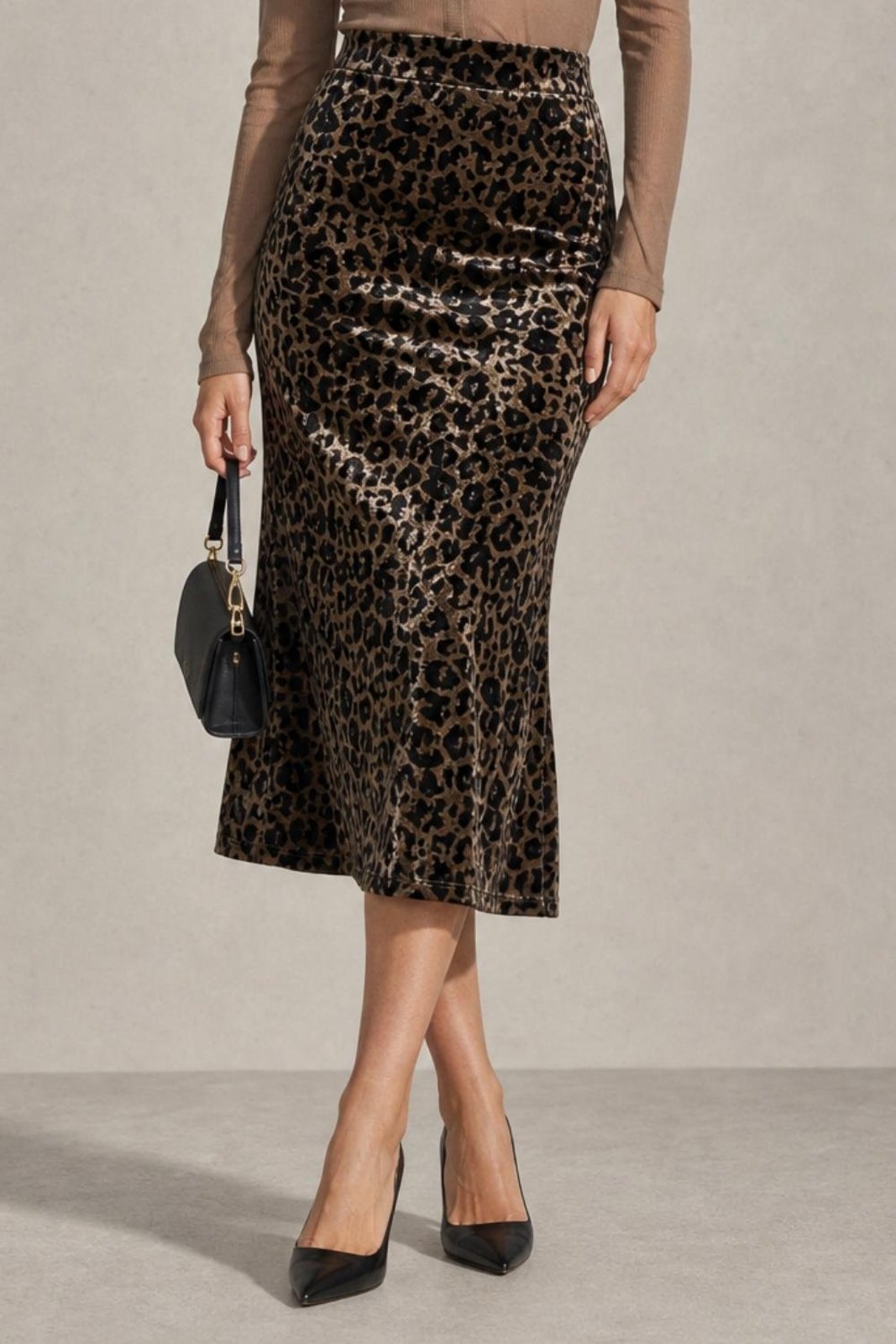 Saia veludo animal print Marrom