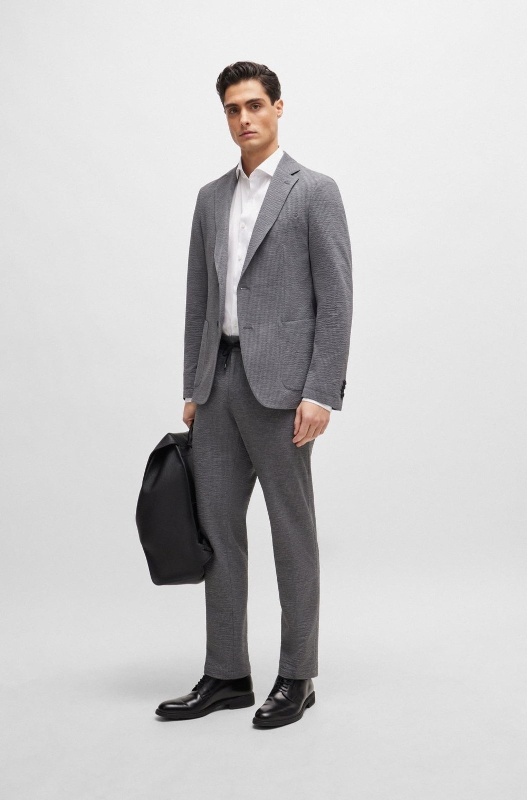 Vista 3 Camisa Slim Fit Em Popeline De Algodão Easy Iron preto preto