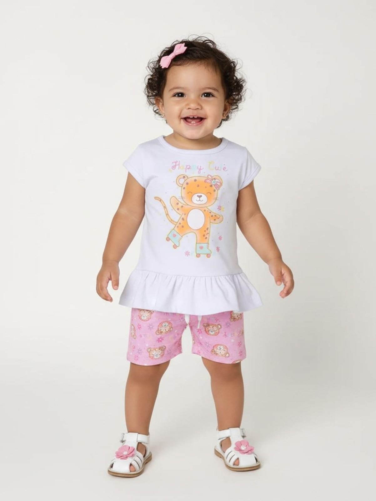 Infantil - Conjunto Curto Cotton Para Menina - BRANCO