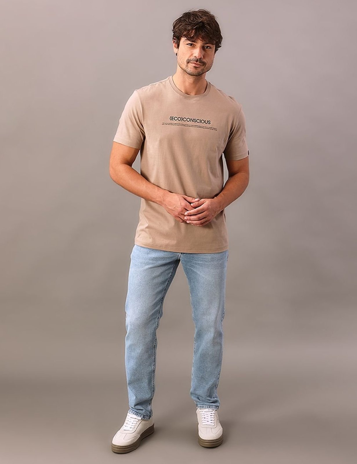 Camiseta Manga Curta Calvin Klein Jeans Masculino (Eco) Conscious - Caqui Medio Calvin Klein Jeans