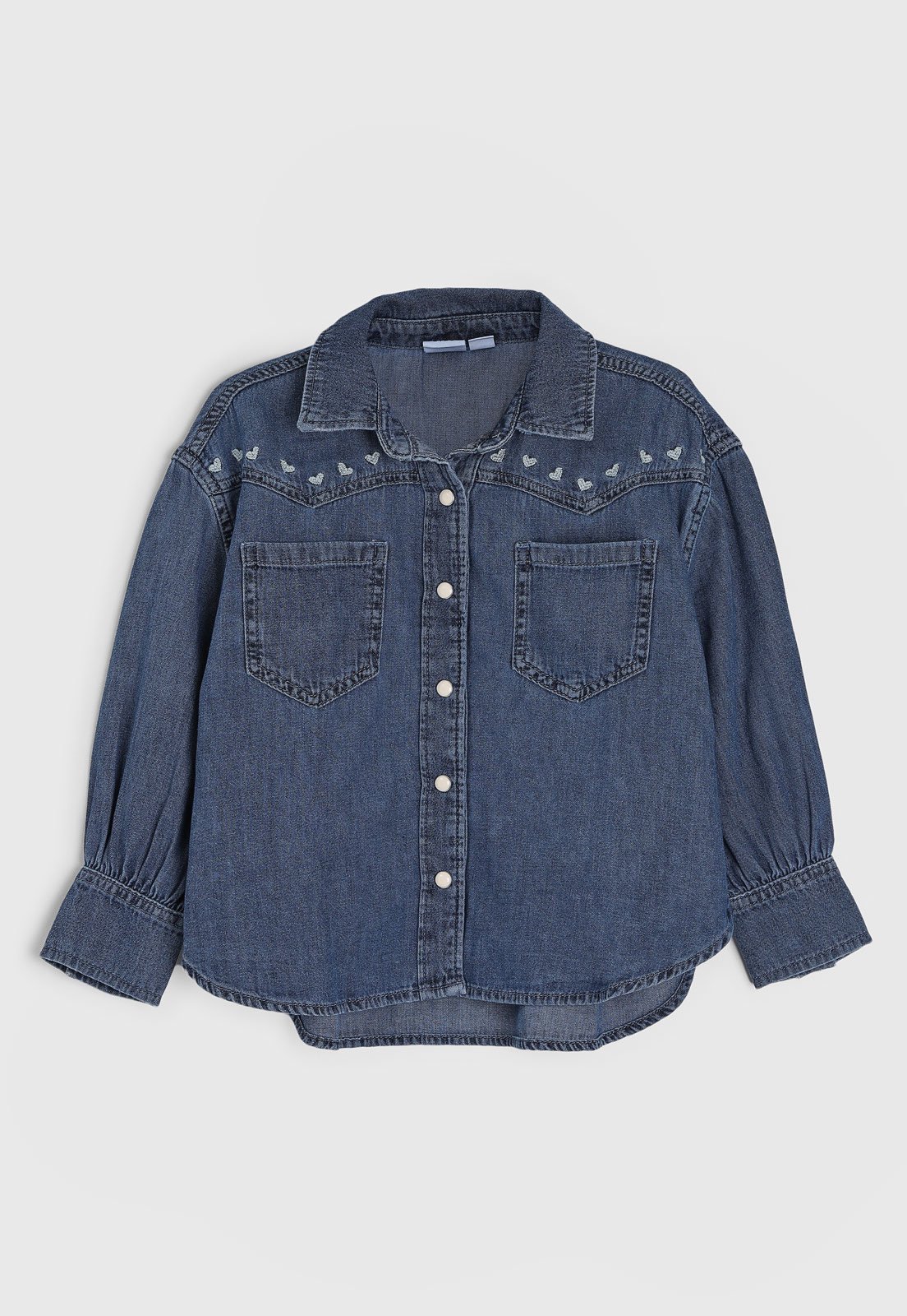 Infantil – Camisa Manga Longa Jeans GAP Pocket Azul
