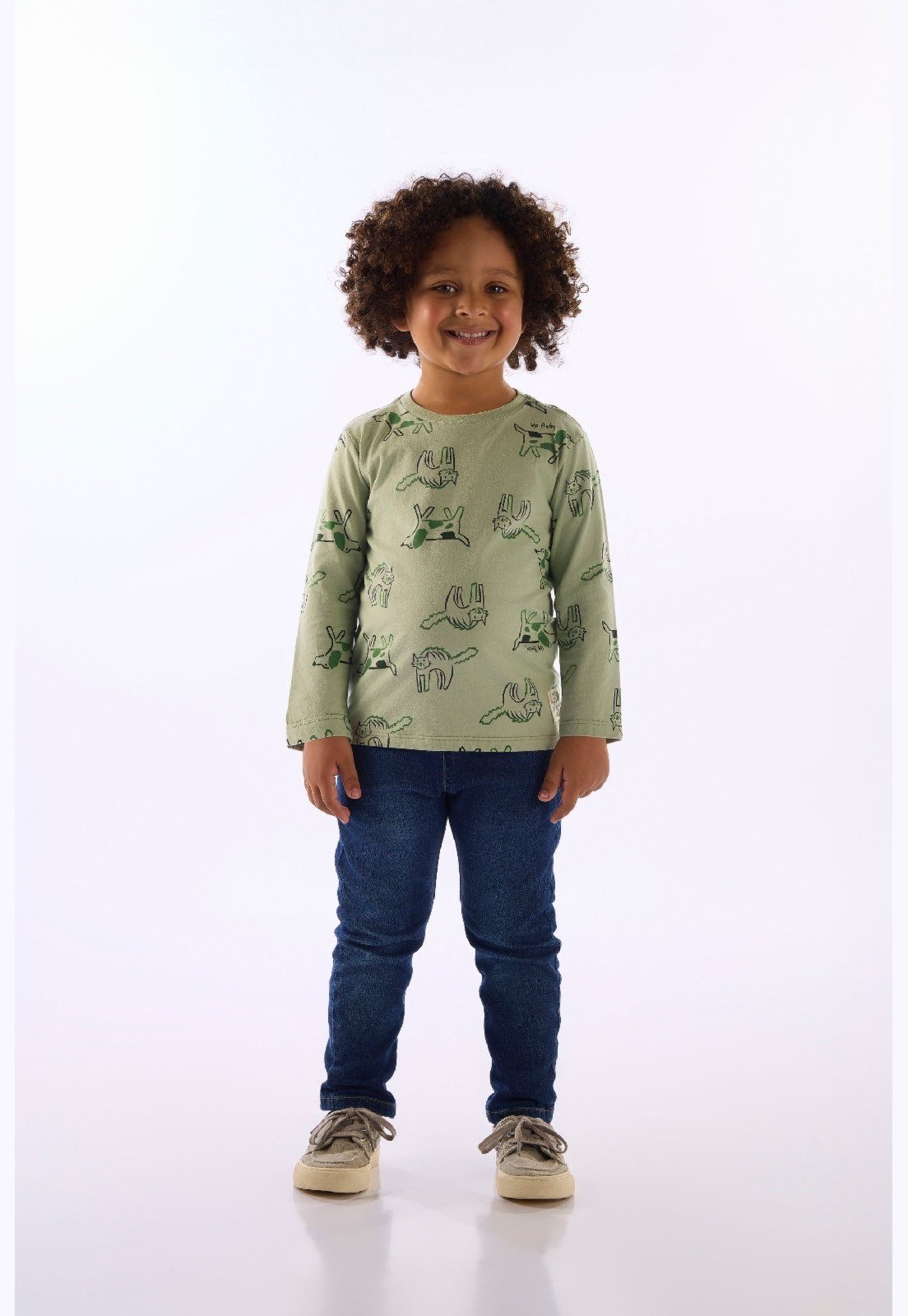 Infantil - Camiseta Manga Longa Puppy Fun Up Baby Branco