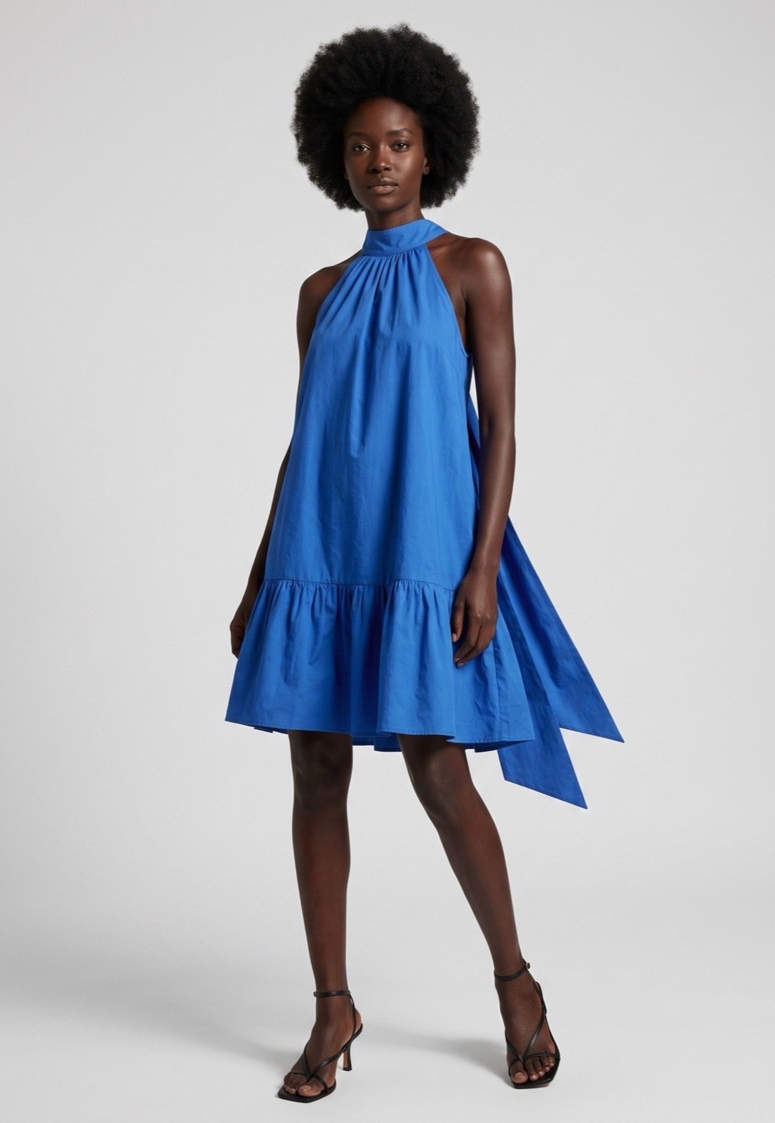 Vestido Lez a Lez Curto Babado Azul