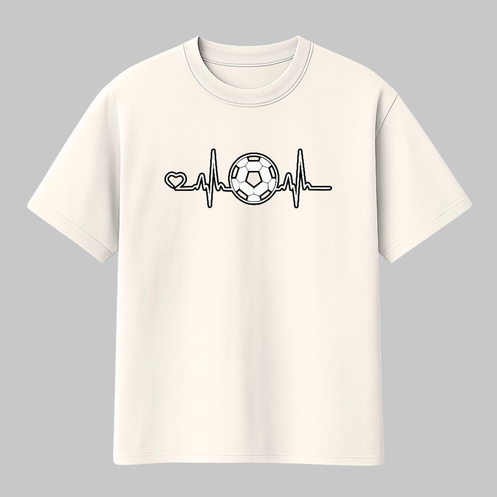 Camiseta Básica Futebol Batimento Cardíaco Estilo Minimalista Off White