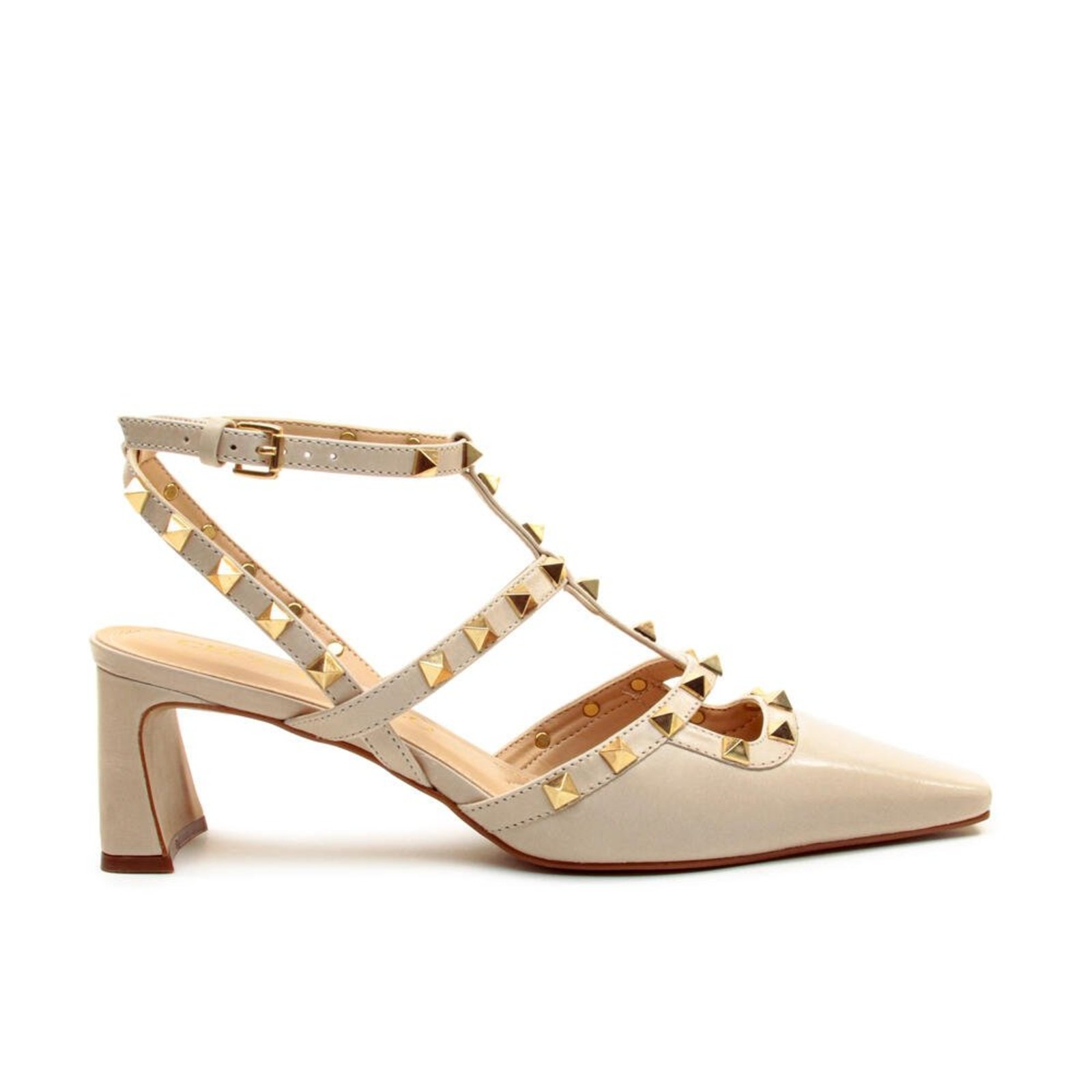 Slingback Couro Off White Salto Baixo Cecconello 3027001-1