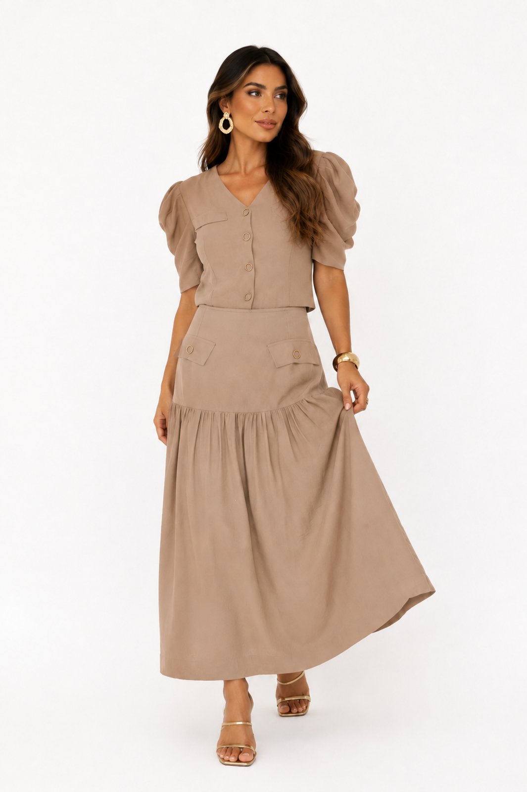 Conjunto Midi D Bell Outlet Fashion Marrant Bege