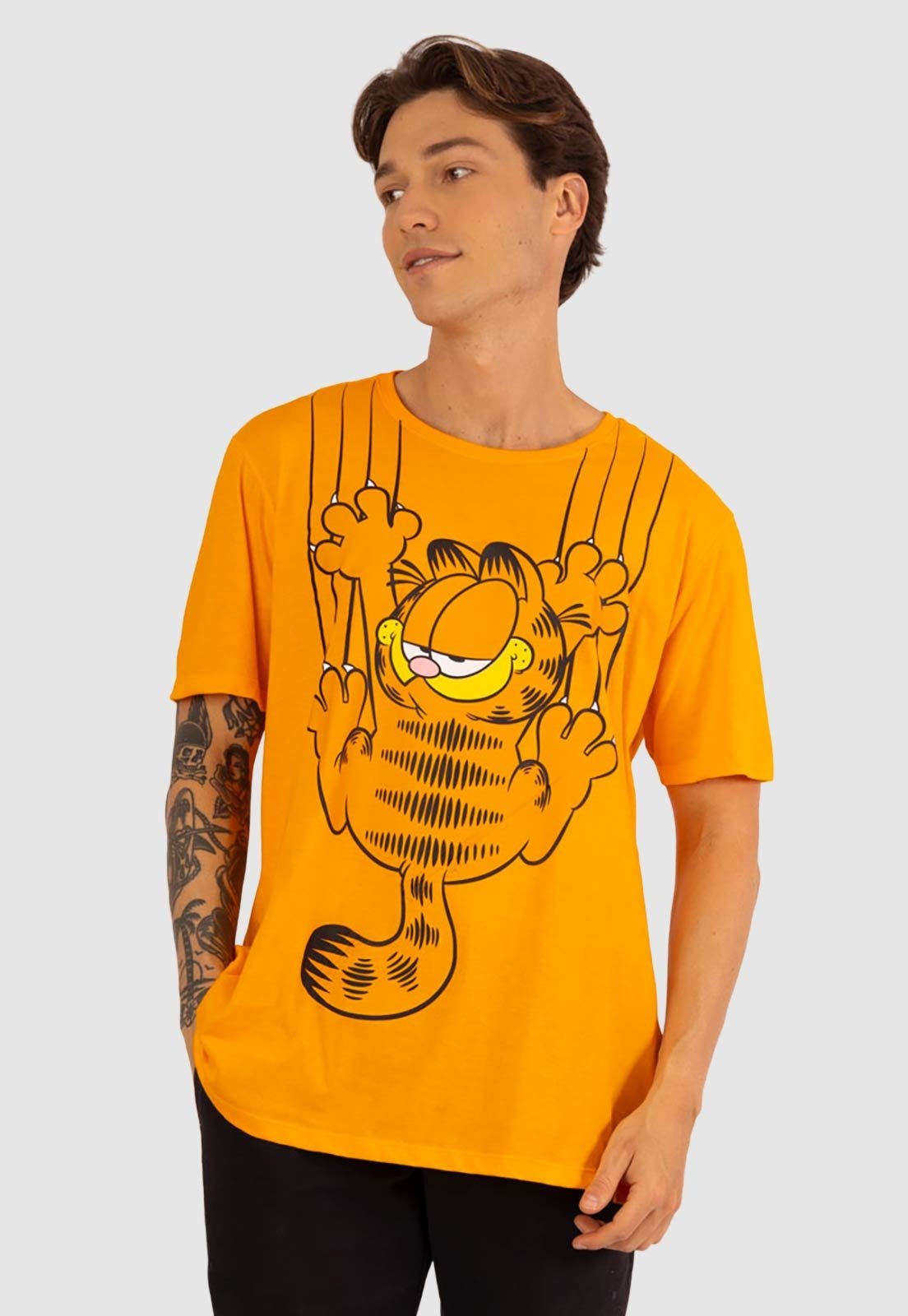 Camiseta Piticas Garfield Garras Laranja