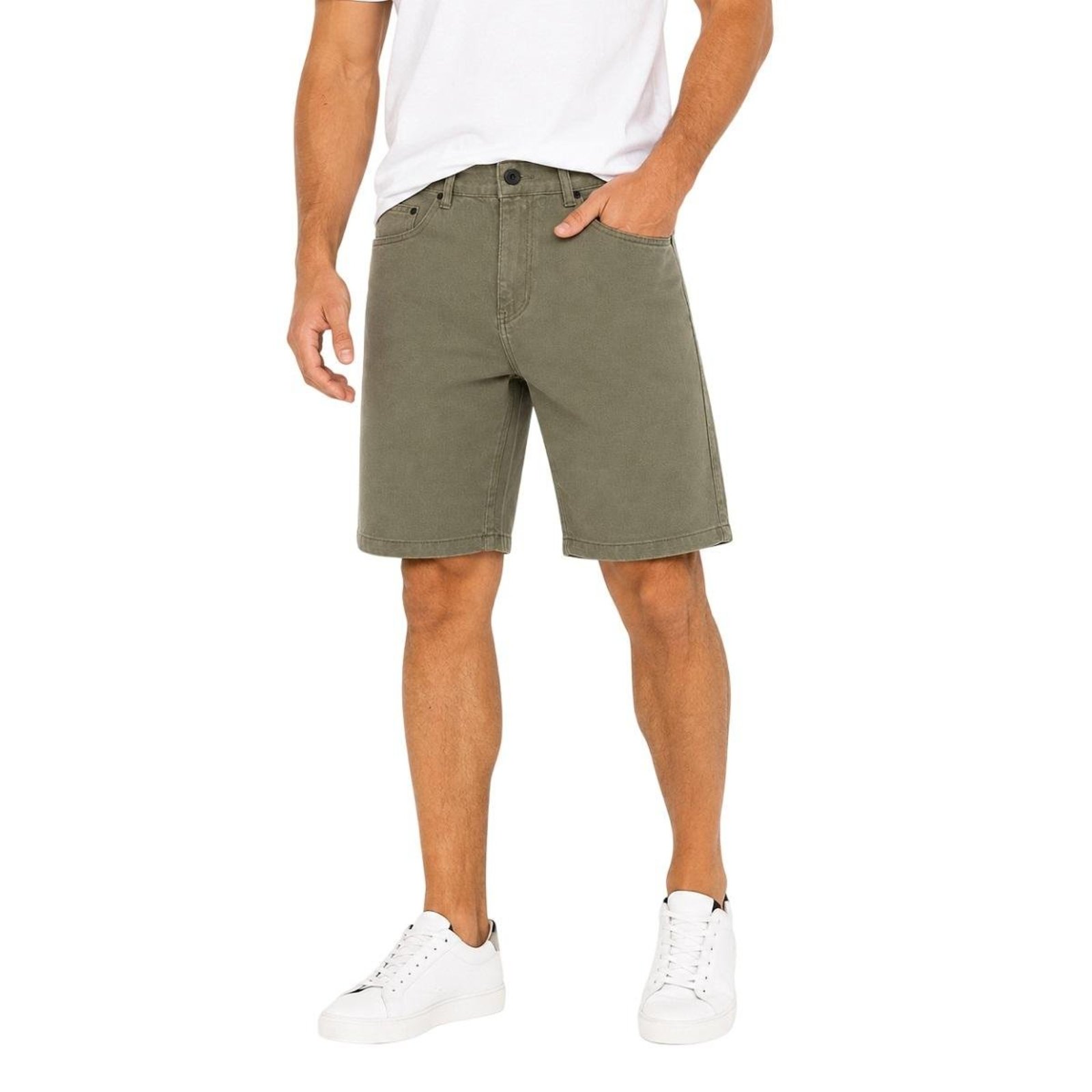 Bermuda Sarja Pedal Reta Masculina Max Denim 12179 Verde