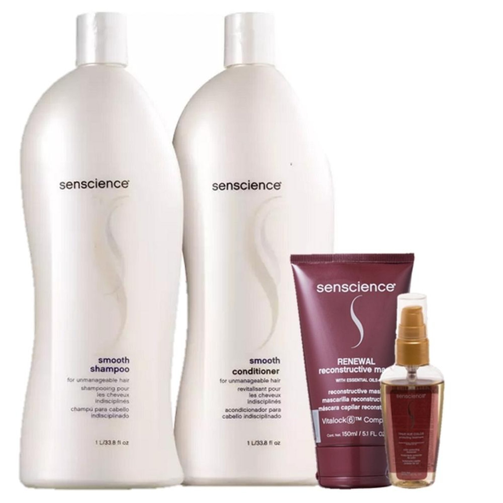 Vista 2 Senscience Smooth Duo 1L True Hue Color Oleo 55ml e Renewal Mask 150ml multicolorido Senscience multicolorido