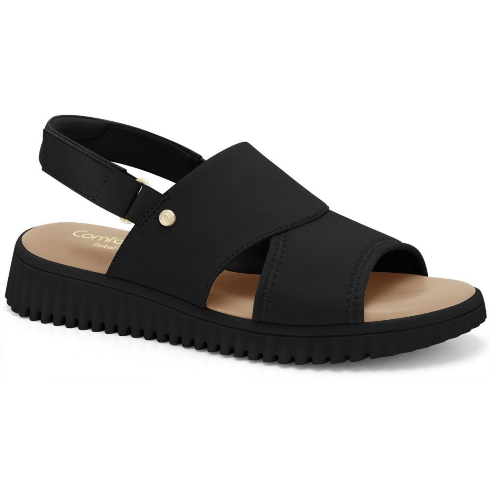 Sandália Feminina Total Care Preta Comfortflex 2449401-2