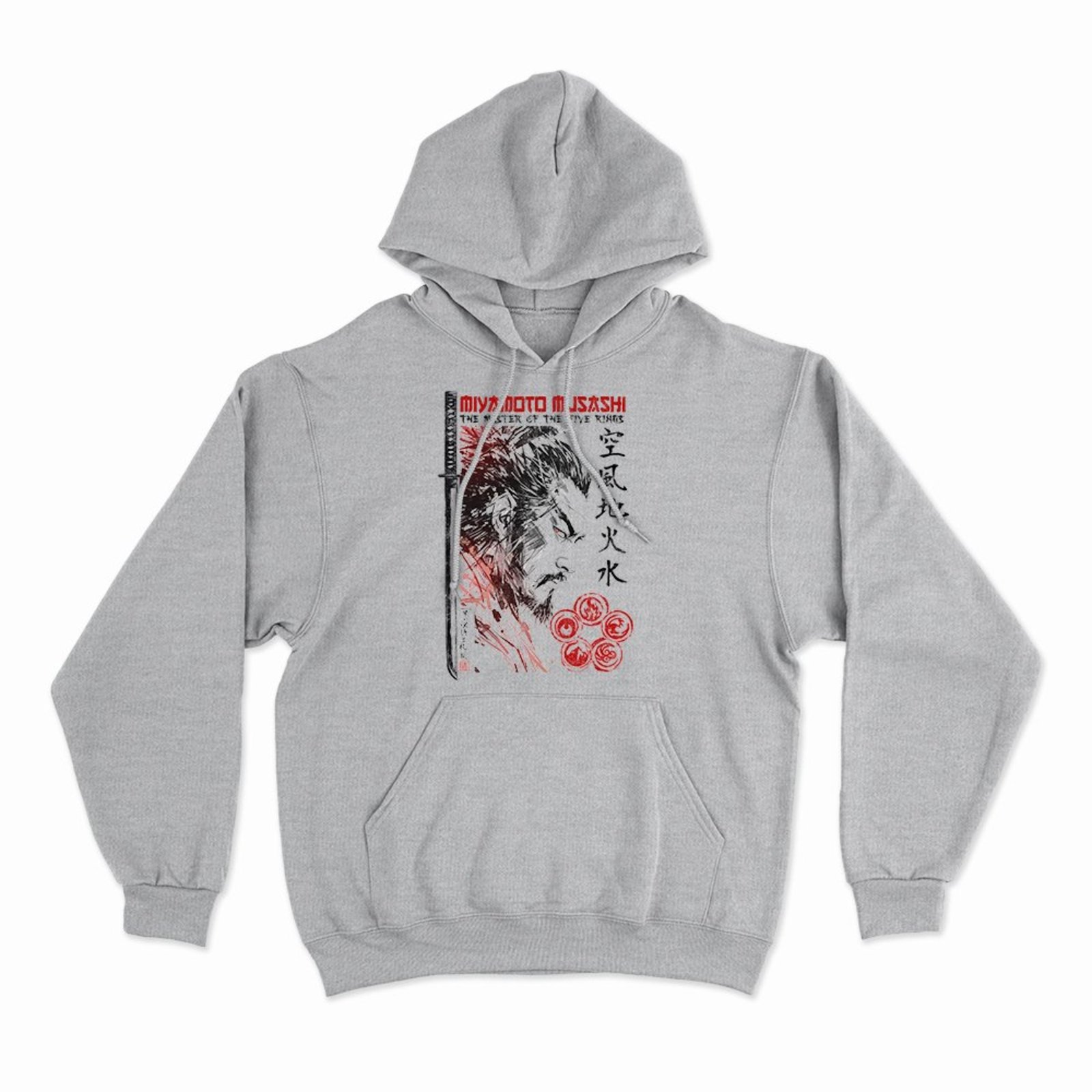 Moletom Com Capuz Miyamoto Musashi - Mescla Cinza - Casual - Studio Geek
