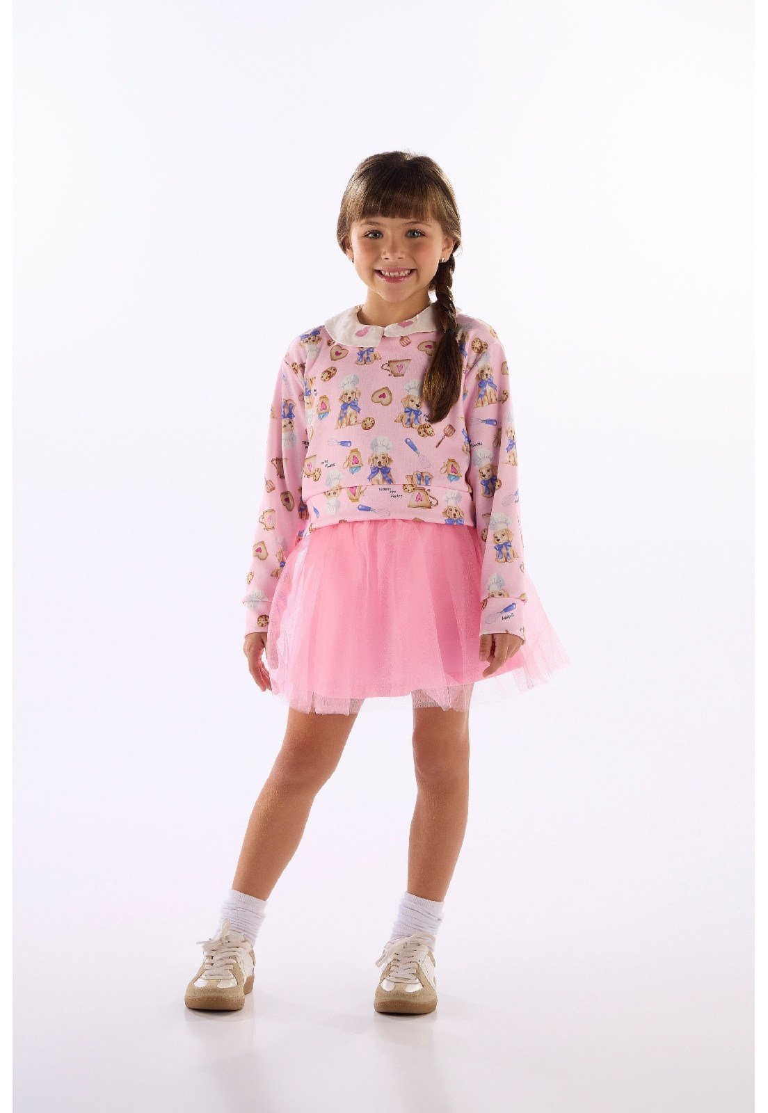 Infantil - Conjunto Blusão Saia de Tule Quimby Rosa