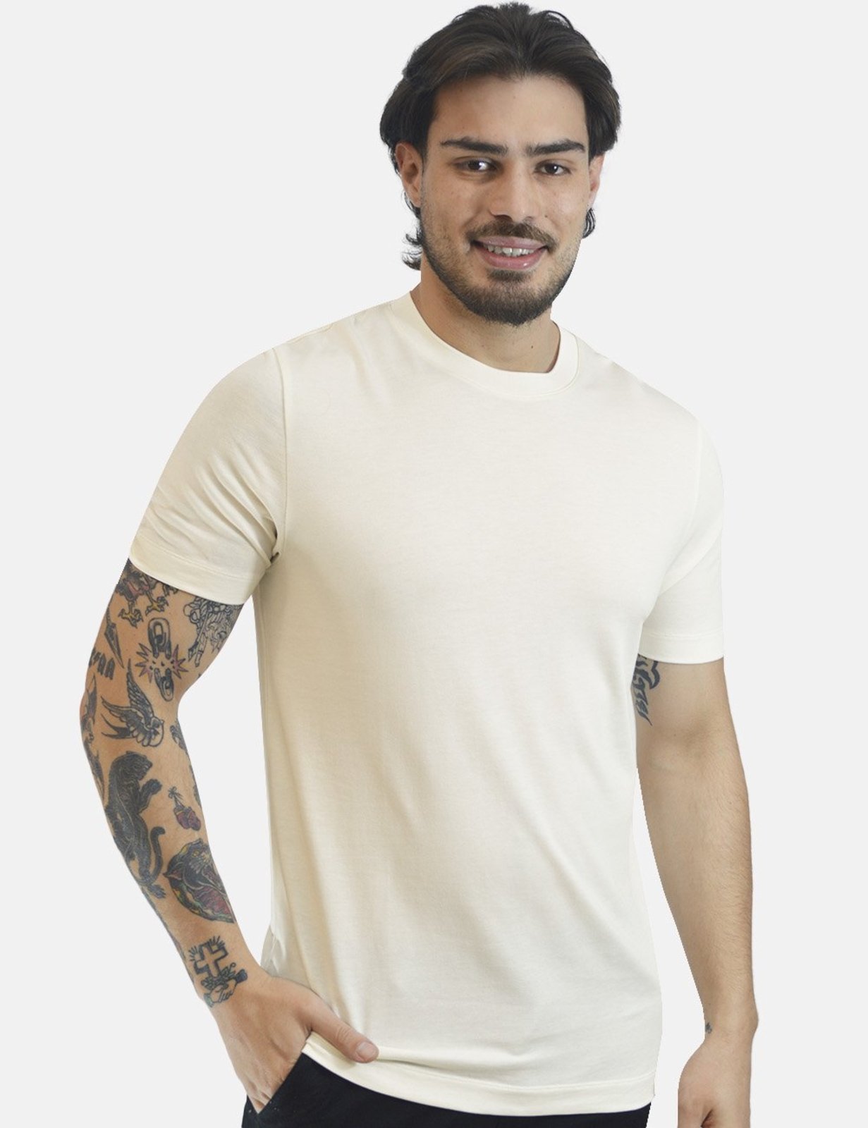 Camiseta Hugo Boss Masculina Regular H-Thompson 205 Off White